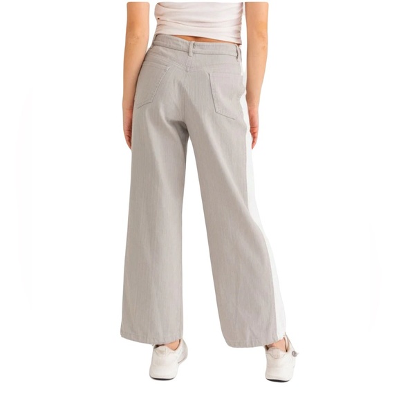 Le Lis Julia Gray Contrast Wide Leg Pants Jogger Style Sz Small - Picture 5 of 12